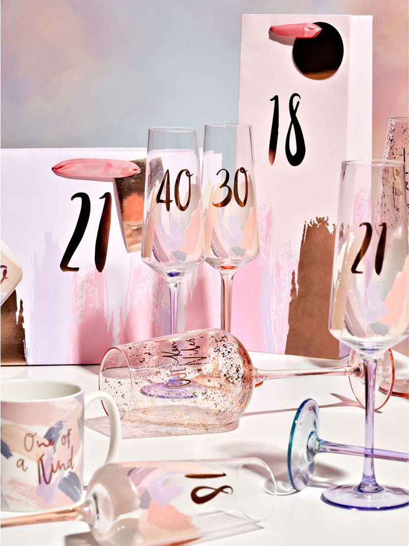 Widdop Pink Birthday Flute 40 with metallic number, imported from the UK