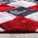 Origins red shaggy geometric rug 120x170cm, imported from the UK