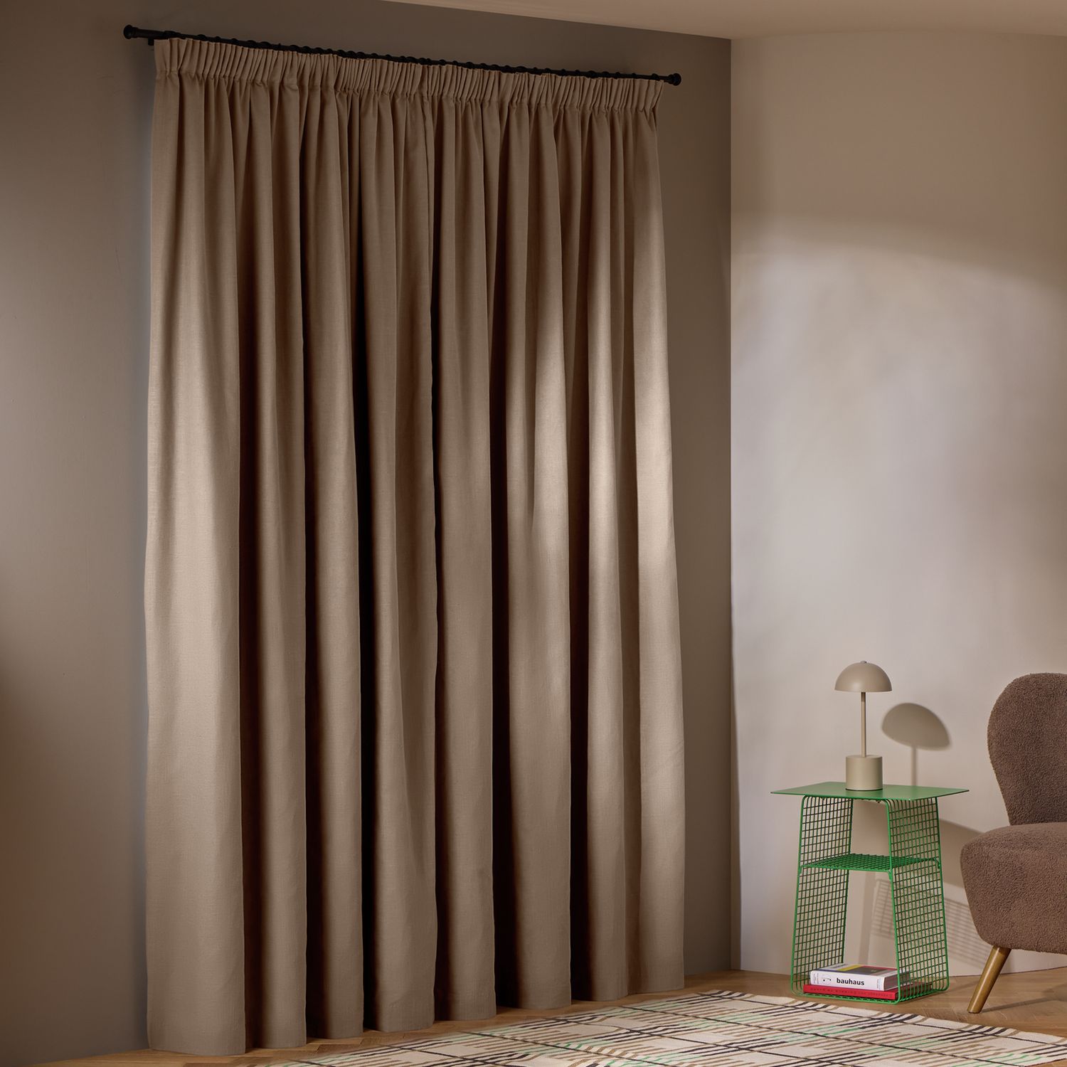 Habitat Blackout with Linen Curtains - Stone - 229x183cm