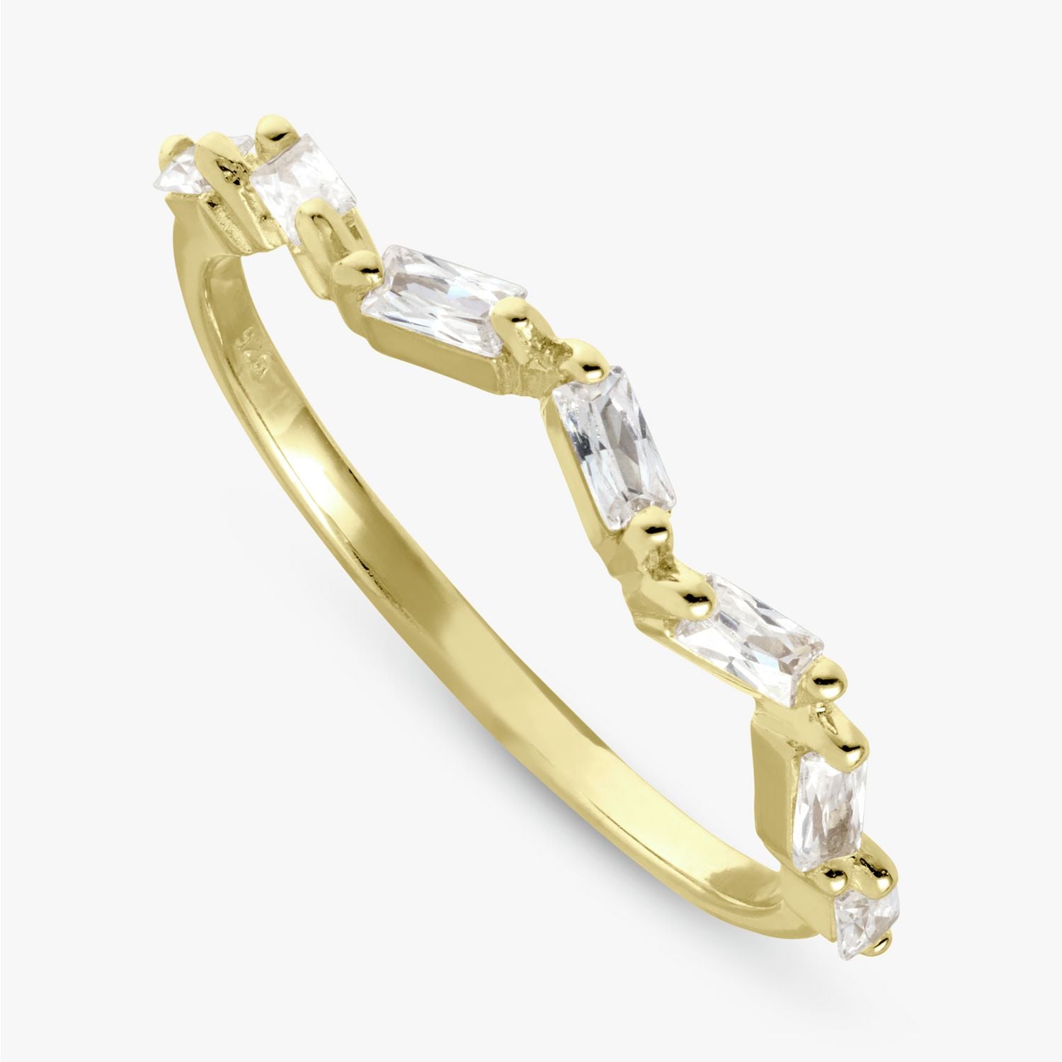 Revere Gold Plated Sterling Silver Zig Zag Ring - Large