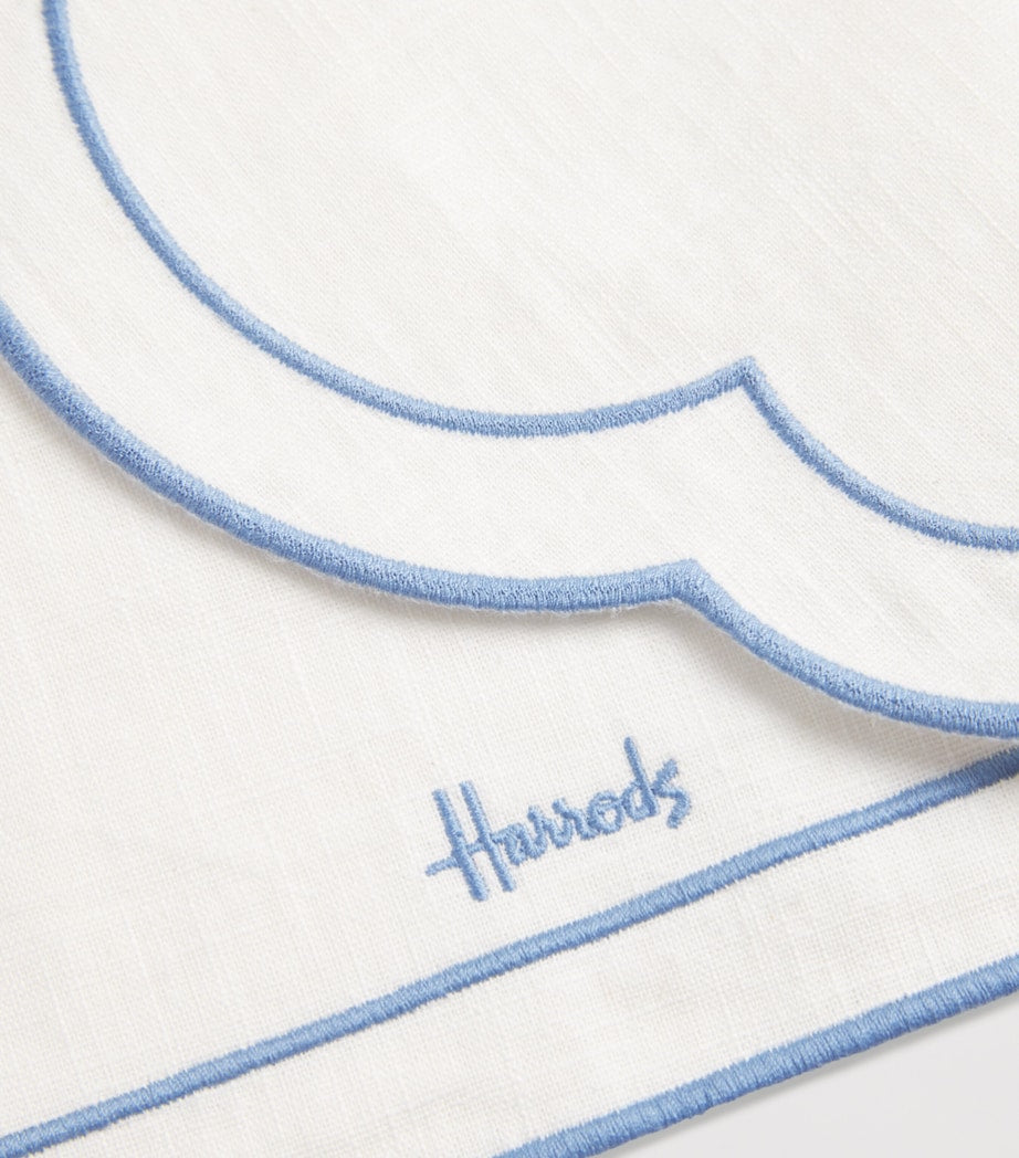 Harrods linen embroidered placemat in pastel pink, UK version