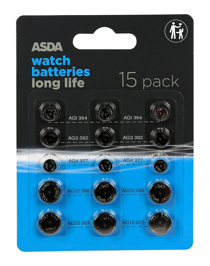 ASDA 15 Watch Batteries Long Life General Household ASDA   