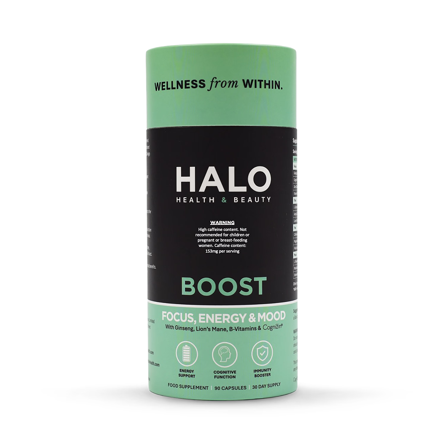 Halo Boost focus energy mood booster capsules 90 count, UK version