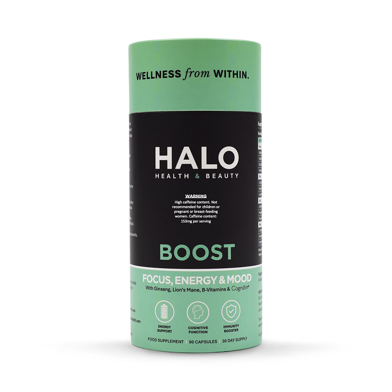 Halo Boost focus energy mood booster capsules 90 count, UK version