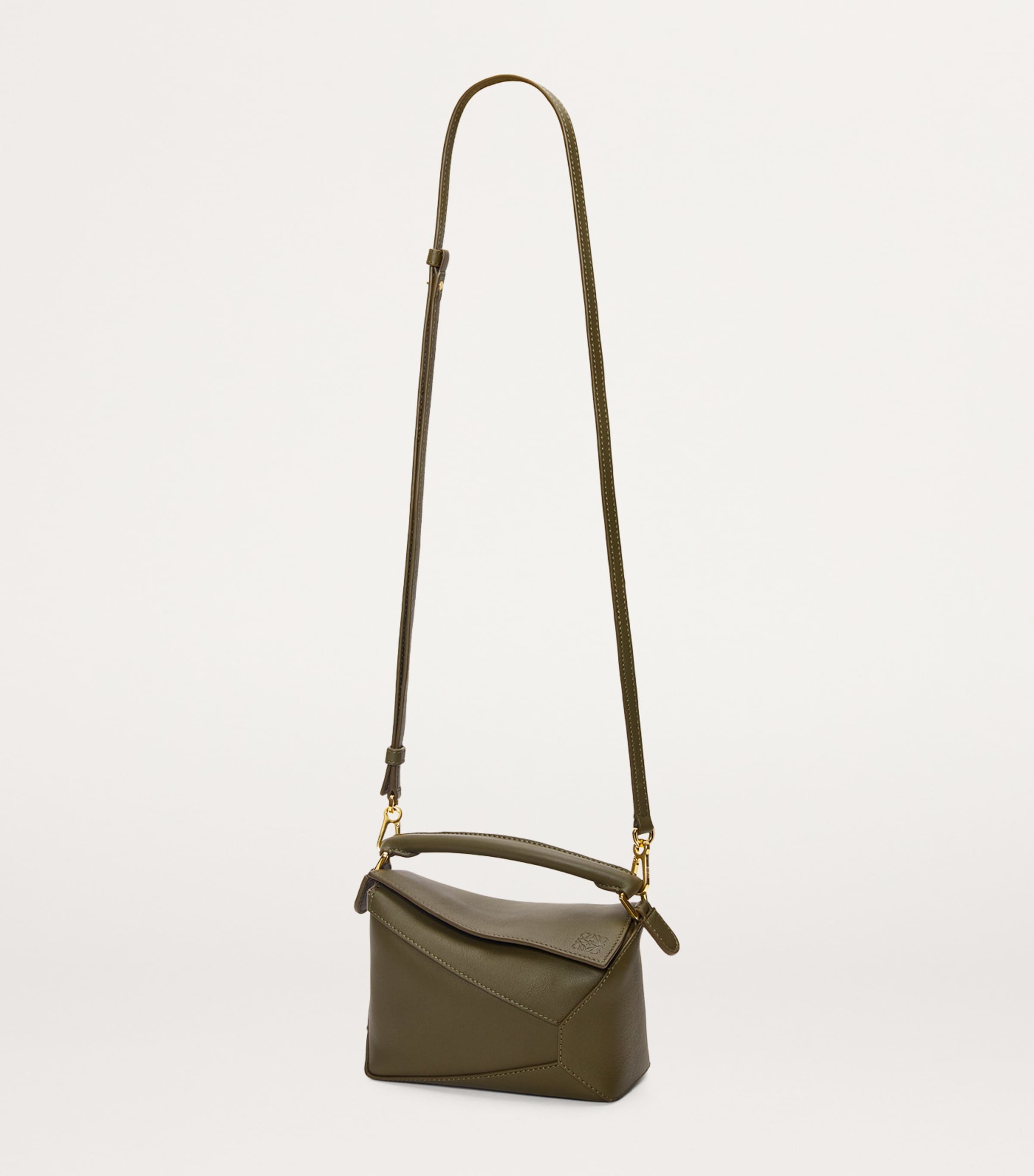 LOEWE Mini Puzzle Edge calfskin leather top-handle bag, imported from the UK