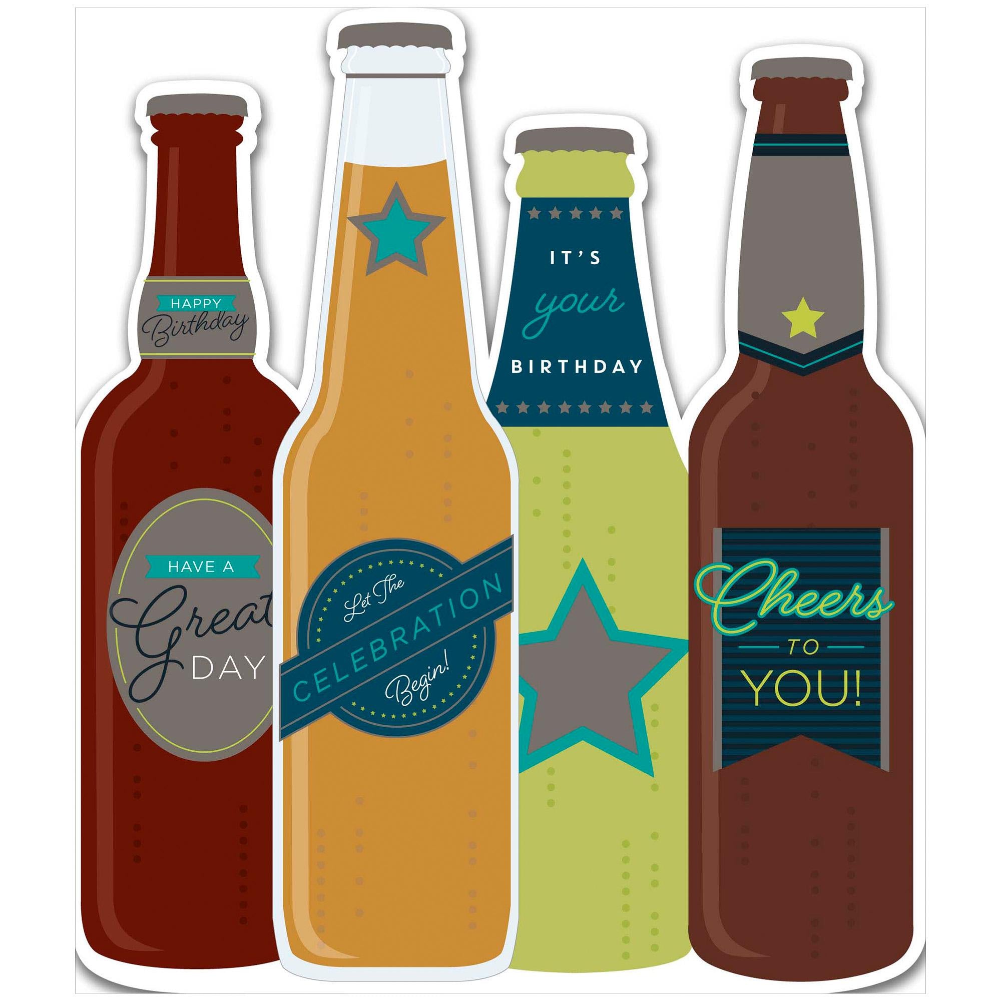 Sainsbury's Happy Birthday Card Die-Cut Beer Bottles Greeting Card GOODS Sainsburys   