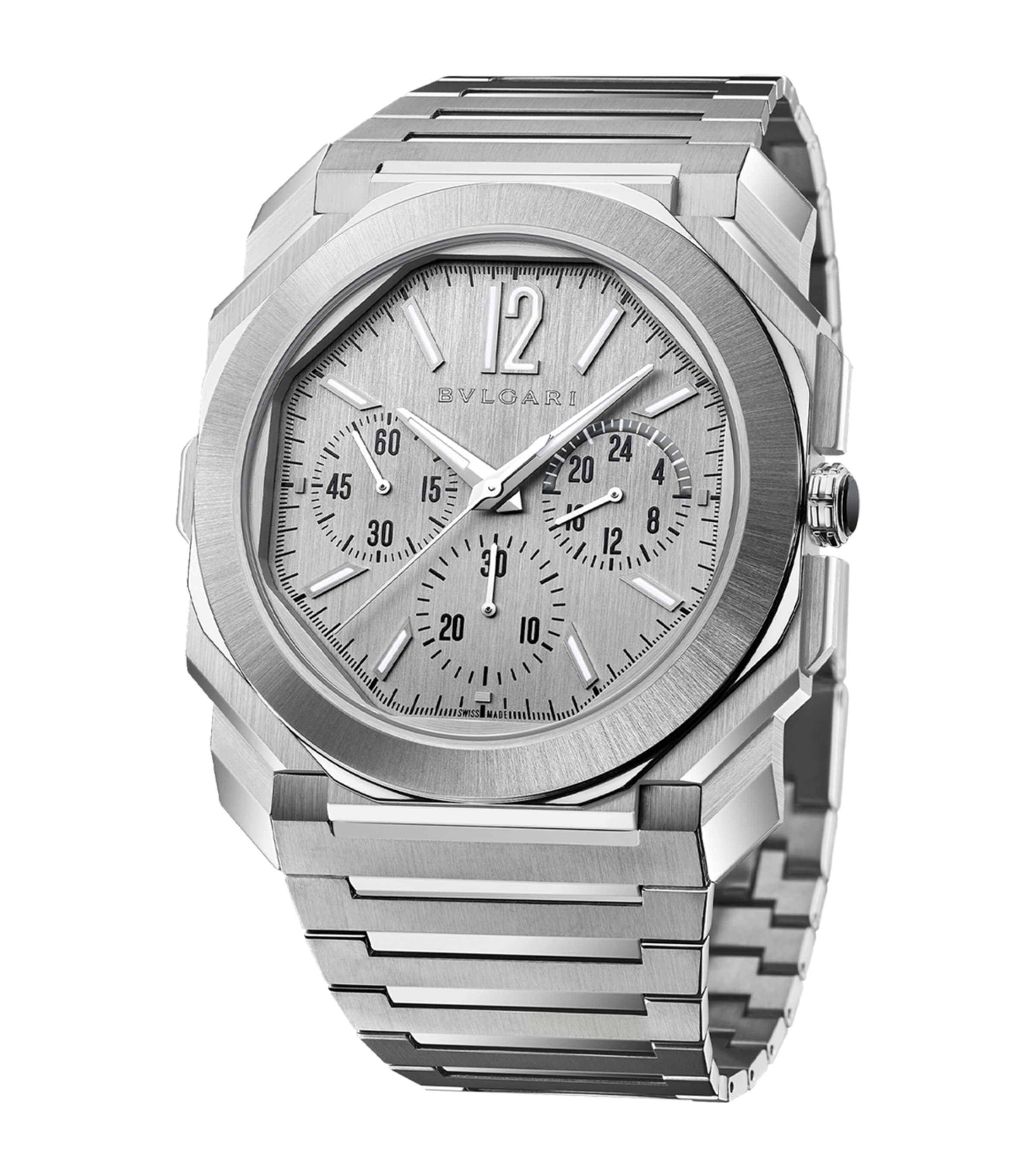 Bvlgari Octo Finissimo Chronograph GMT watch 43mm stainless steel, imported from the UK