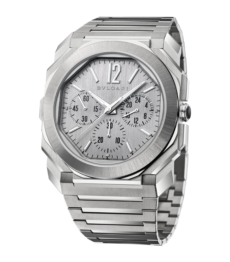 Bvlgari Octo Finissimo Chronograph GMT watch 43mm stainless steel, imported from the UK