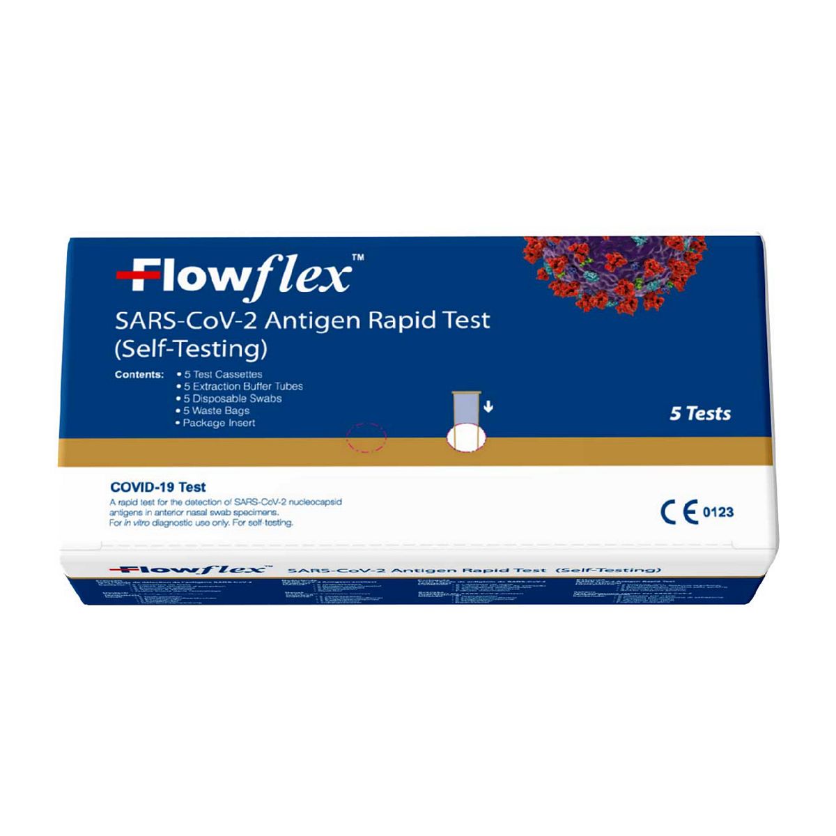 Flowflex Antigen Rapid Test Lateral Flow Self-Testing Kit 5 Tests General Health & Remedies Boots   