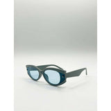 SVNX oval rectangular vintage blue sunglasses, UK version