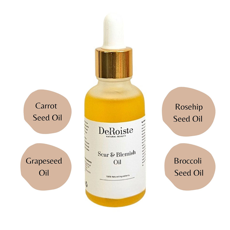 Deroiste Scar & Blemish Oil bottle - British product
