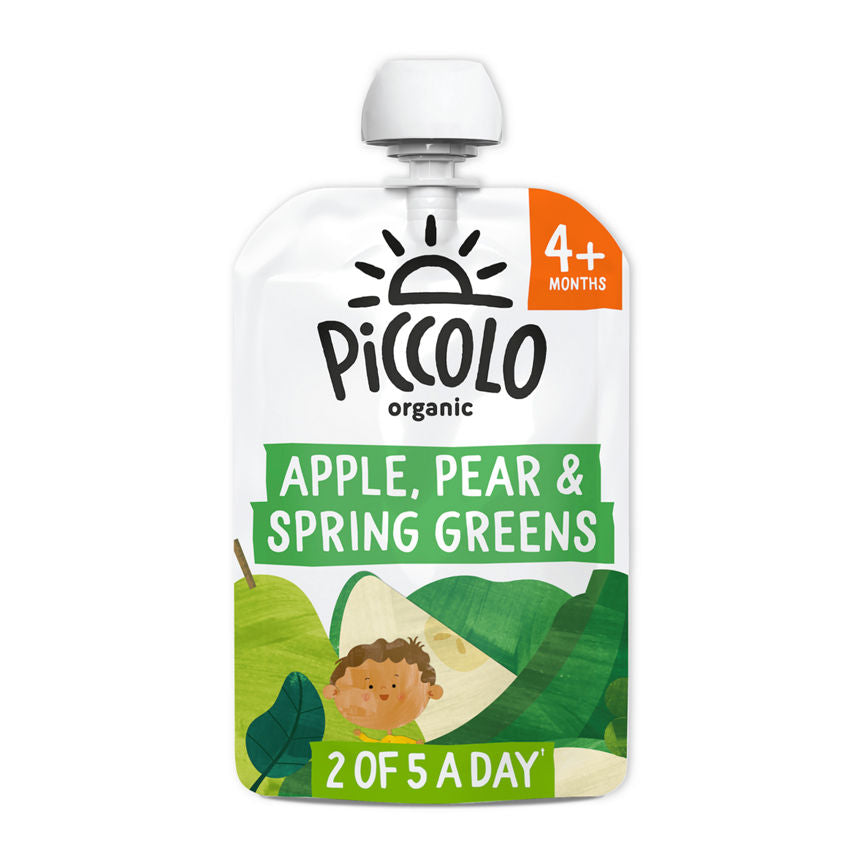 Piccolo Organic Pear, Apple & Spring Greens Smooth 4+ Months