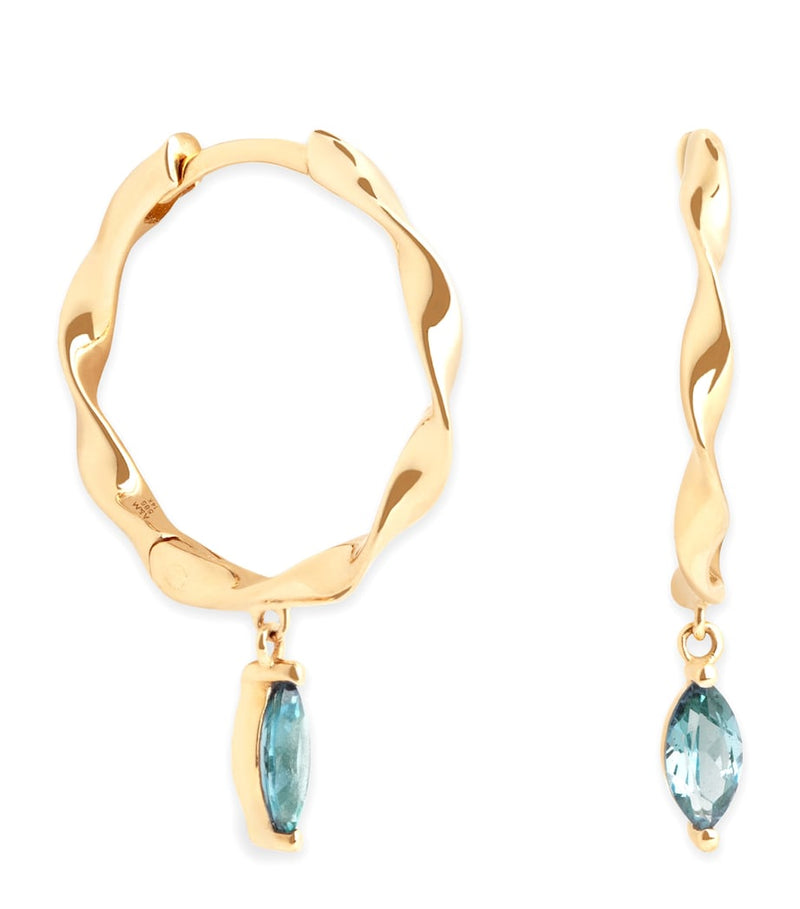 Astrid & Miyu yellow gold alexandrite hoop earrings (British brand)