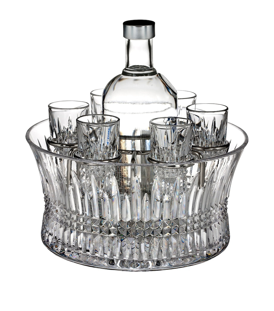 Waterford Lismore Diamond vodka bowl and shot glass set (British brand)
