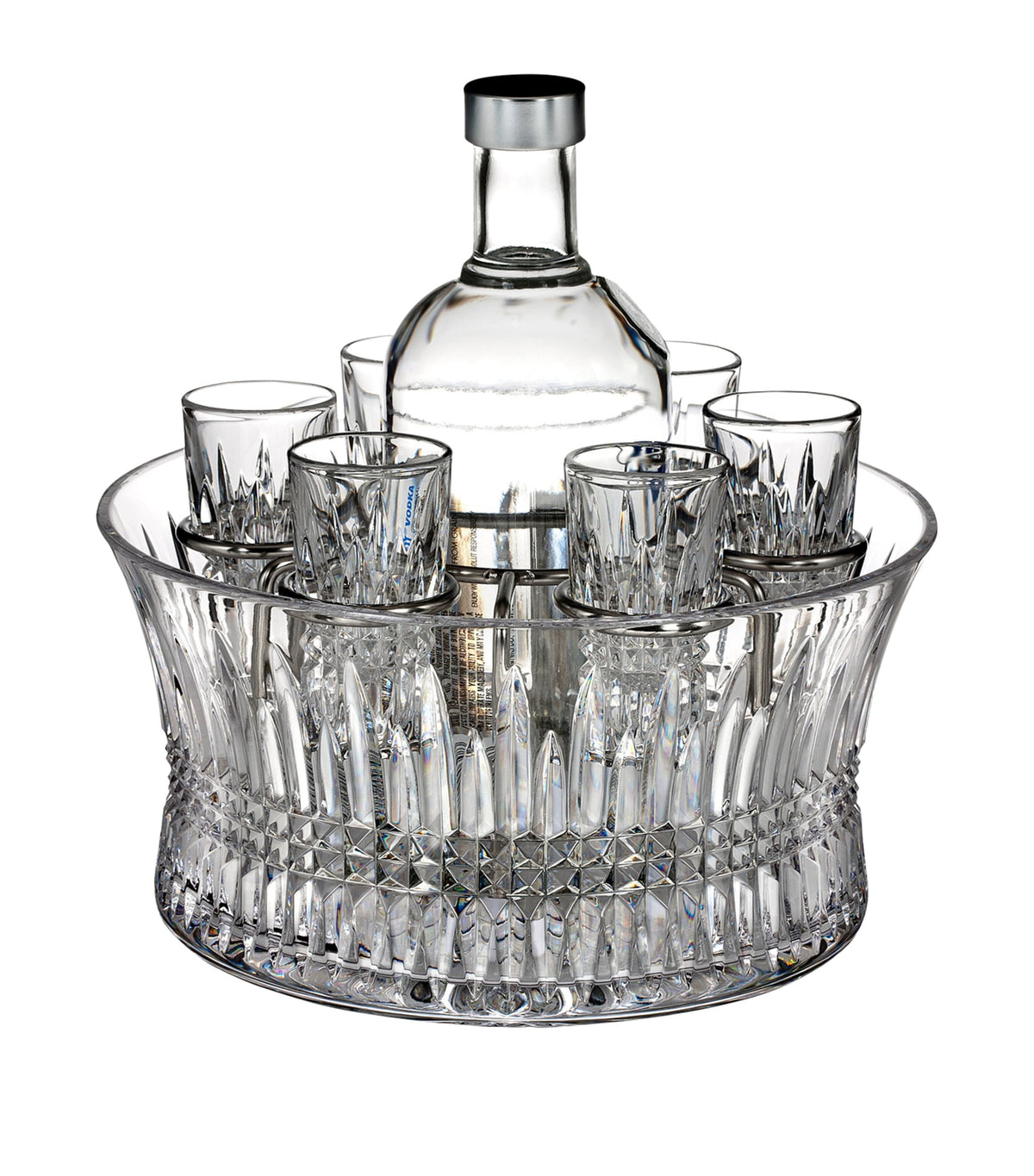 Waterford Lismore Diamond vodka bowl and shot glass set (British brand)