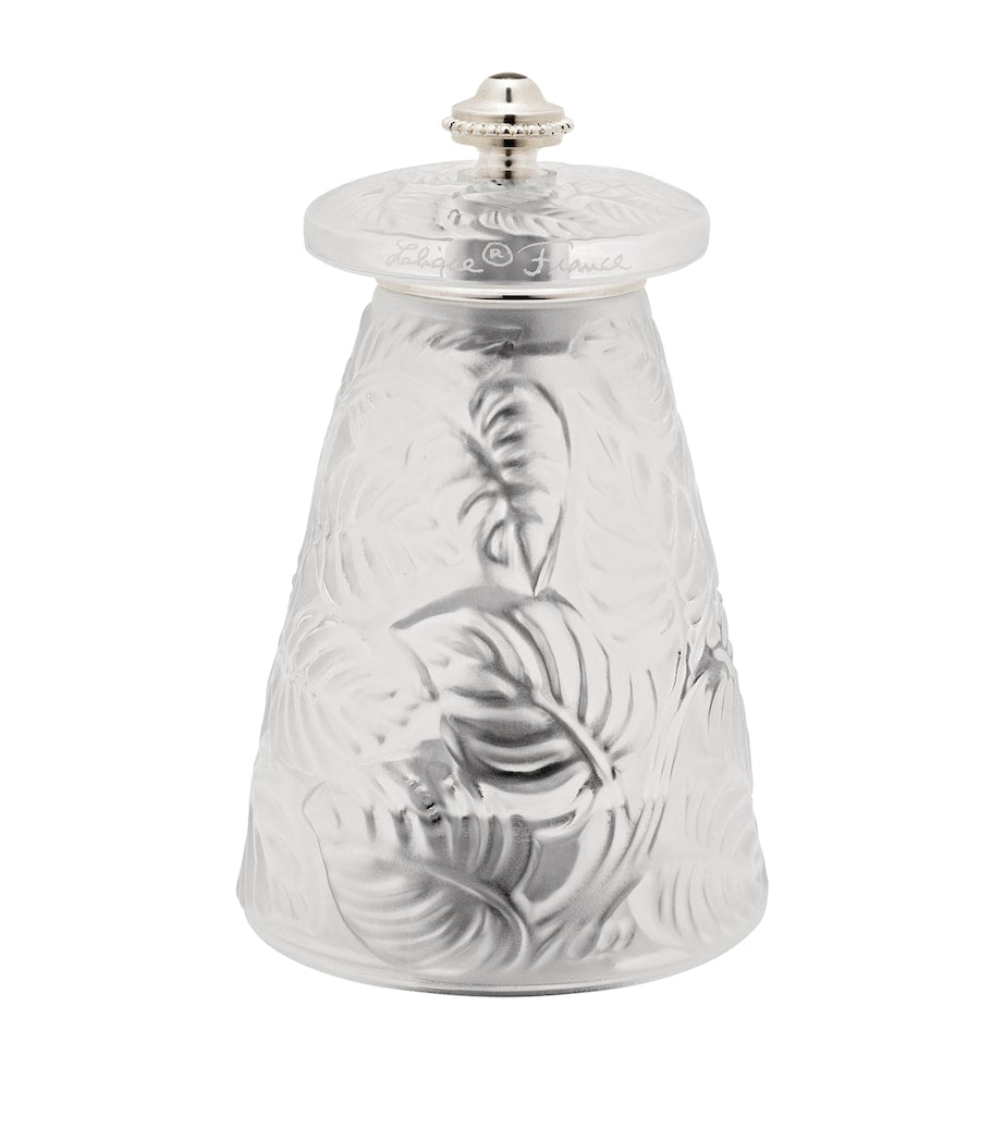 Lalique Feuilles Crystal salt grinder, UK version