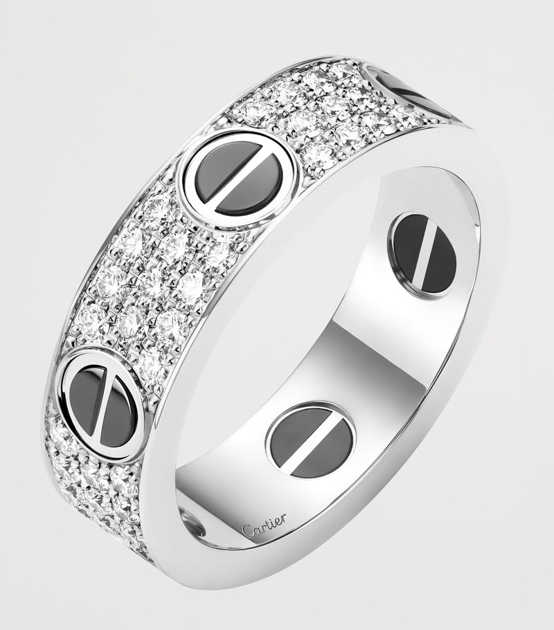 Cartier LOVE ring white gold diamonds ceramic 5.5mm, imported from the UK