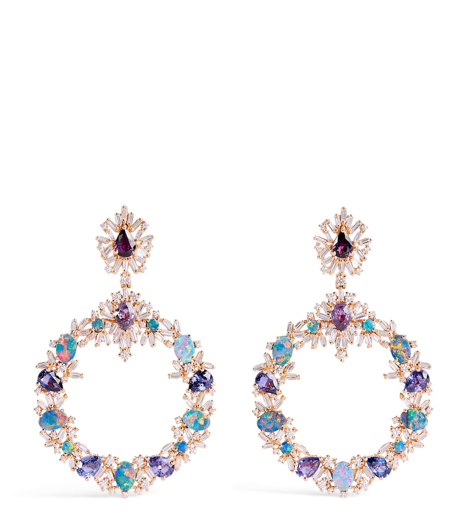 Suzanne Kalan rose gold earrings with diamonds sapphires opals (British brand)
