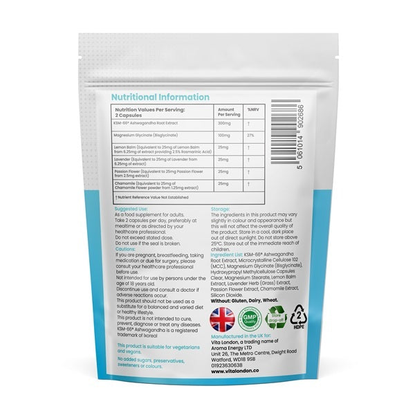 Vita London Bedtime Complex with magnesium and lavender 60 capsules, imported from the UK