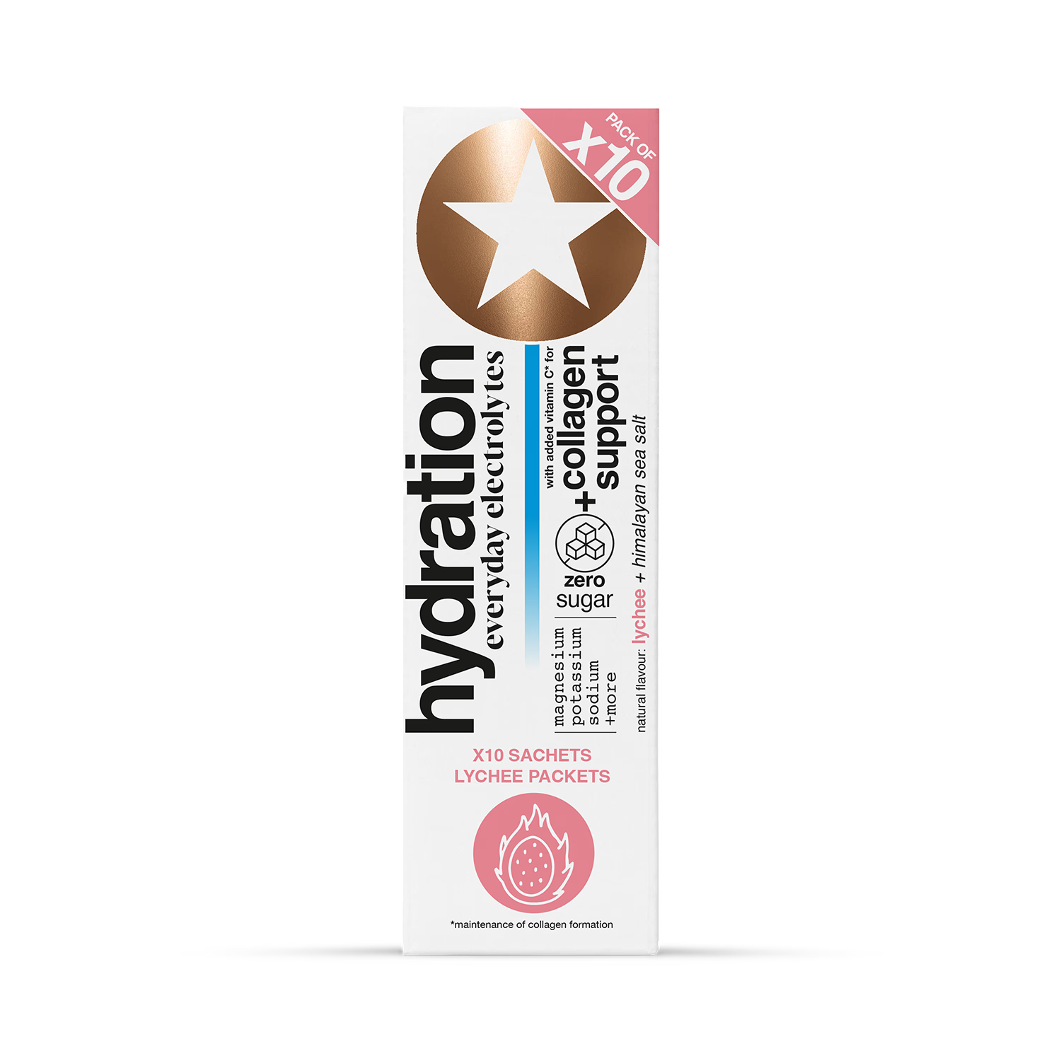 Starpowa hydration sachets lychee flavour 10 sachets, imported from the UK