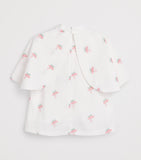 Mama Luma satin tie-neck blouse with mushroom-capped ballet dancers print for girls 3-12 years, imported from the UK