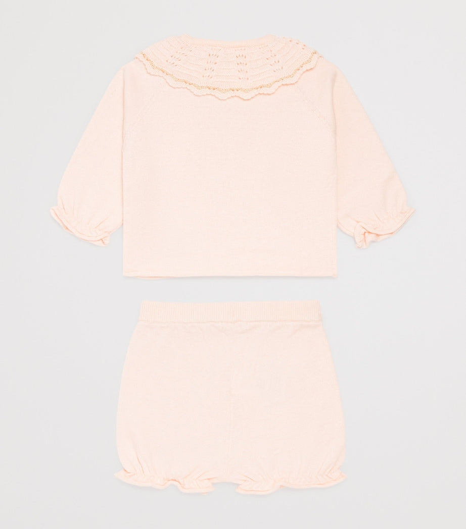 Chloé Kids cotton-cashmere cardigan and trousers set 3-18 months - British product