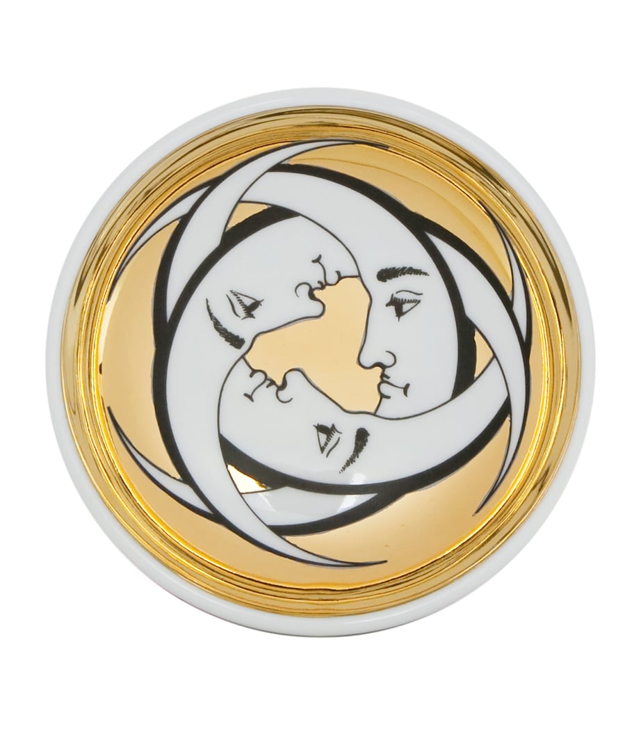 Fornasetti porcelain ashtray with interwoven crescents design 3.5cm x 13cm - British product