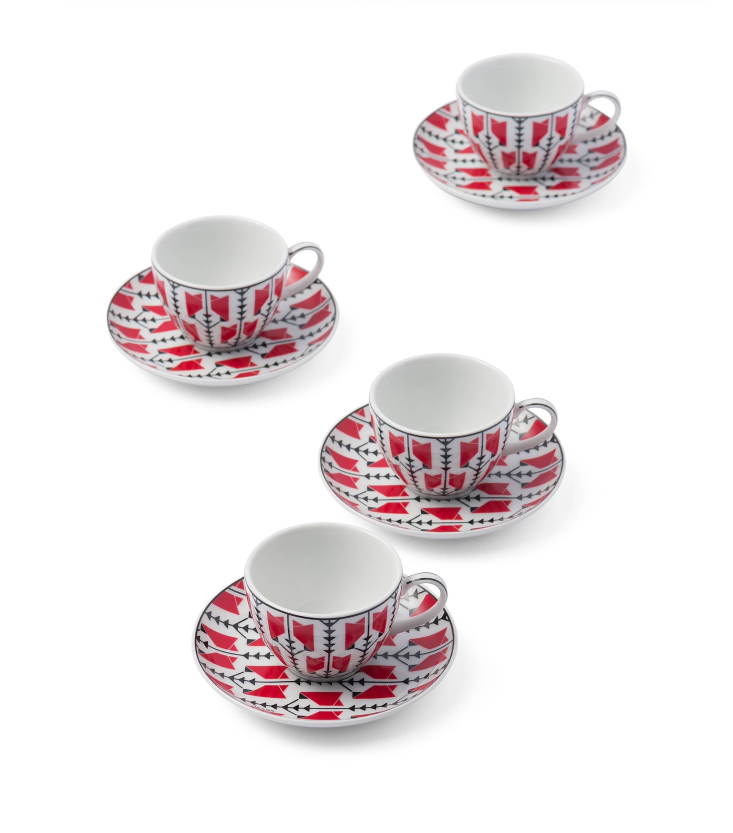 Prada Vienna Arrows coffee cup and saucer set of 4, imported from the UK
