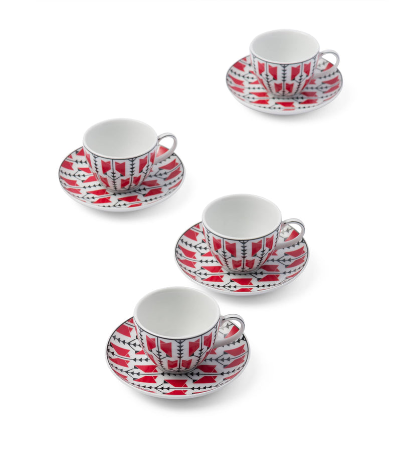 Prada Vienna Arrows coffee cup and saucer set of 4, imported from the UK