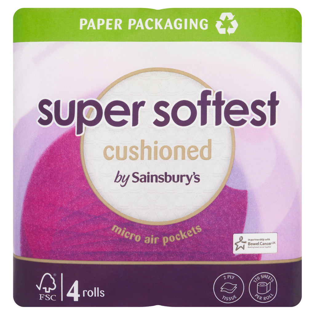 Sainsbury's Super Soft Toilet Tissue, Cushioned x4 Rolls