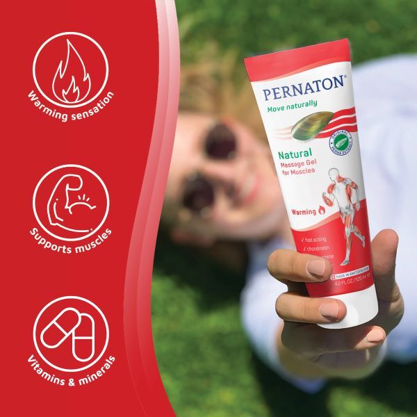 Pernaton natural warming gel muscle massage 125ml, UK version
