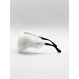 SVNX faux fur cateye sunglasses with multicoloured gems (British brand)