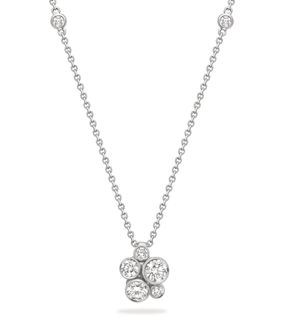 Boodles Raindance cluster pendant in platinum with diamonds - British product
