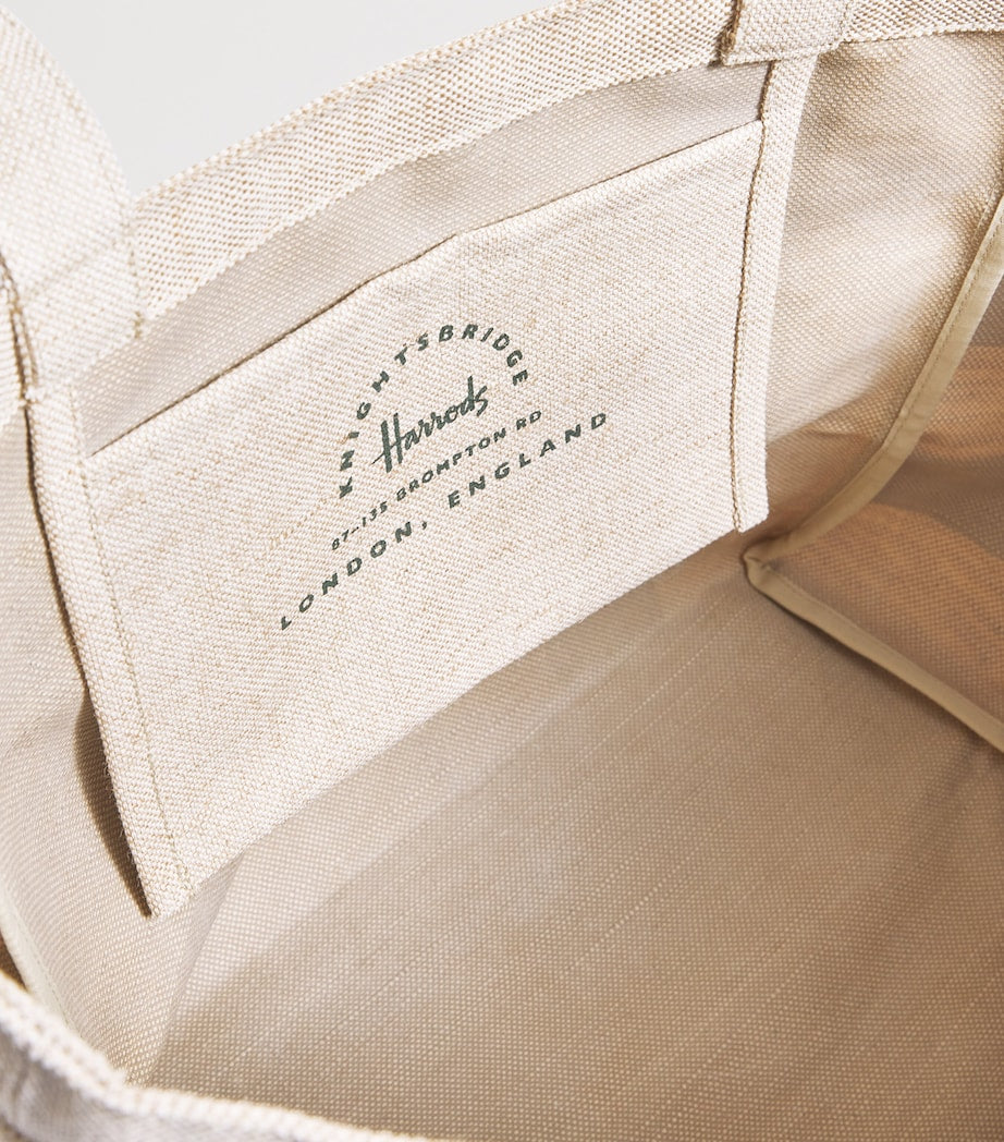 Harrods large jute striped logo tote bag - British product