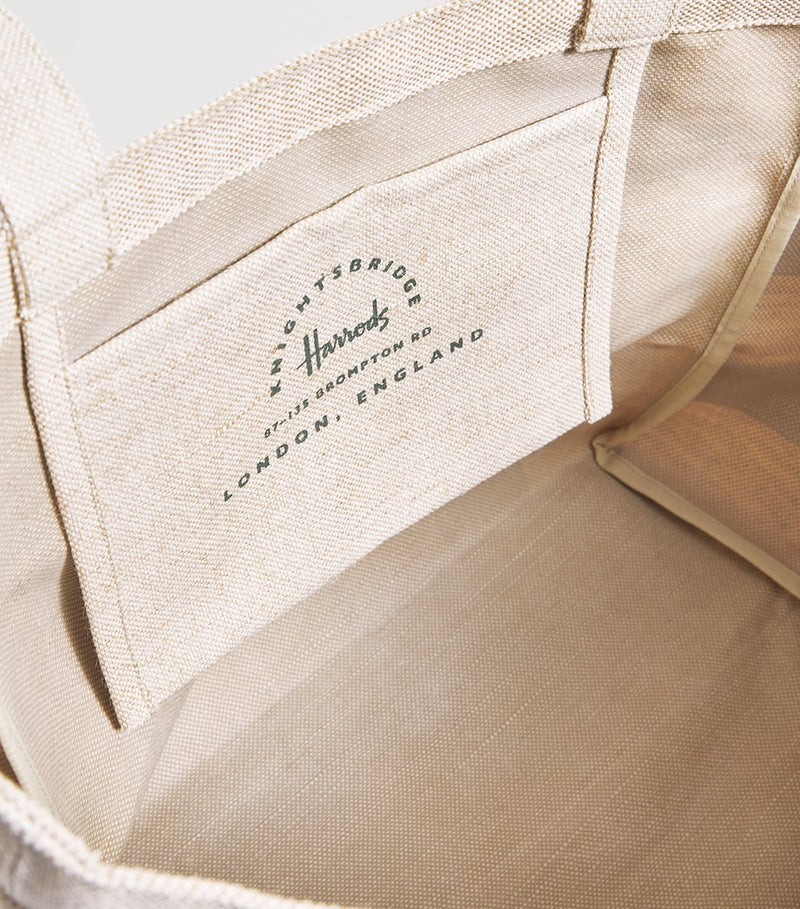 Harrods large jute striped logo tote bag - British product