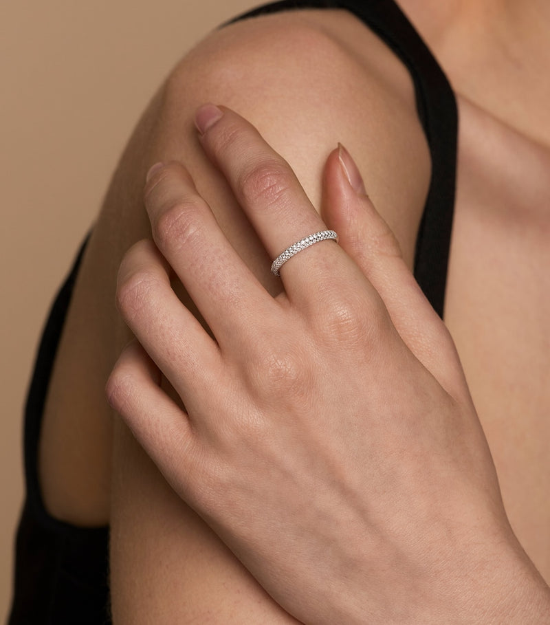 Astrid & Miyu rhodium-plated pavé essential ring, imported from the UK