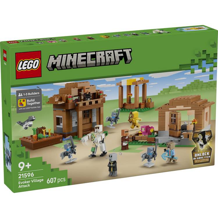 LEGO Minecraft Evoker Village Attack building set 607 pieces, imported from the UK