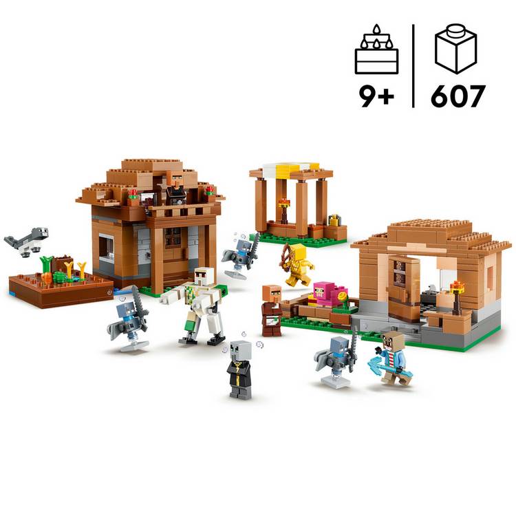 LEGO Minecraft Evoker Village Attack building set 607 pieces, imported from the UK