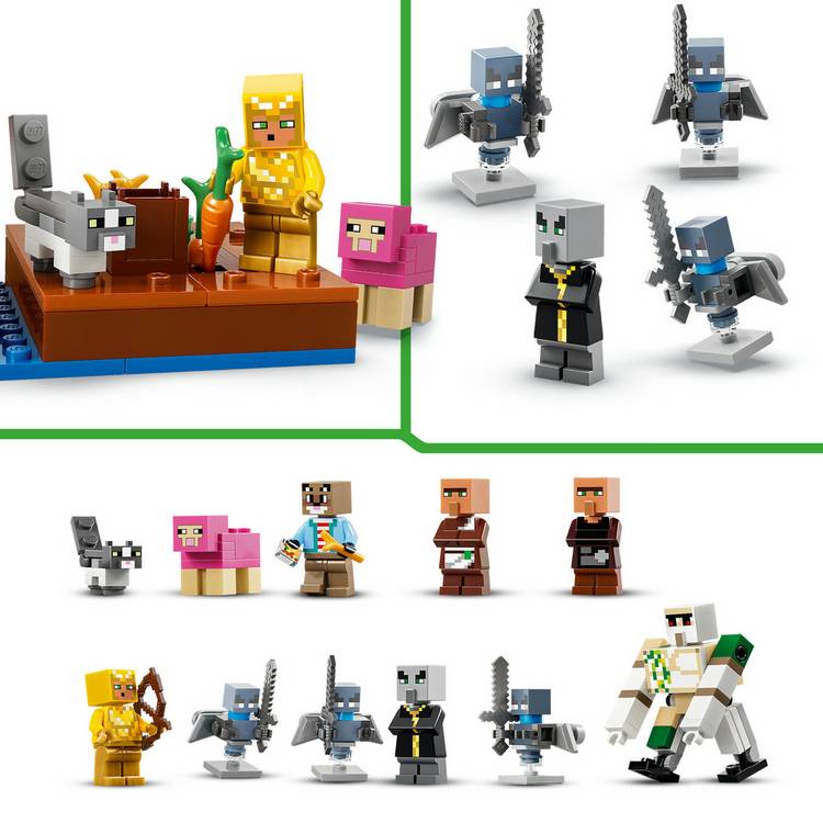 LEGO Minecraft Evoker Village Attack building set 607 pieces, imported from the UK