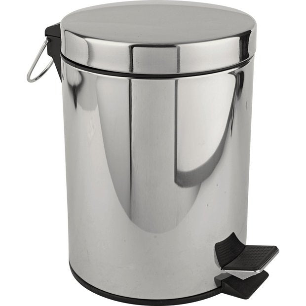 Habitat compact stainless steel pedal bin 5 litre - British product