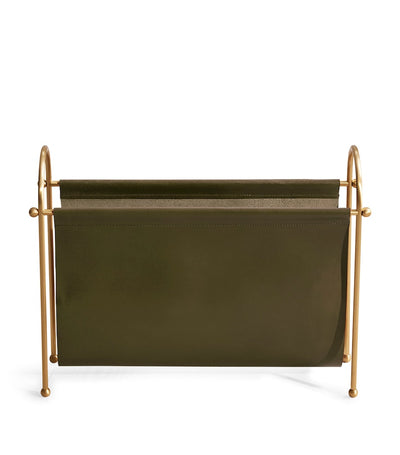 Harrods Soho Home Leather Meard Magazine Rack H39cm x W52cm x D16cm- Buy online at McGrocer