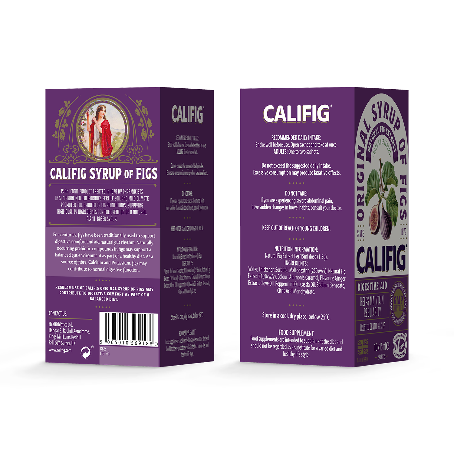 Califig syrup of figs on the go sachets 10 sachets, imported from the UK