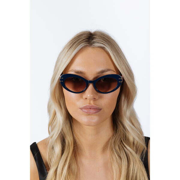 SVNX oval cat-eye sunglasses in navy burg, imported from the UK