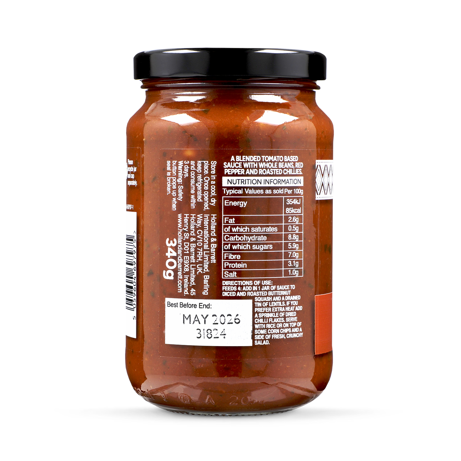 Holland & Barrett 9 Plant Chilli Sauce 340g, UK version
