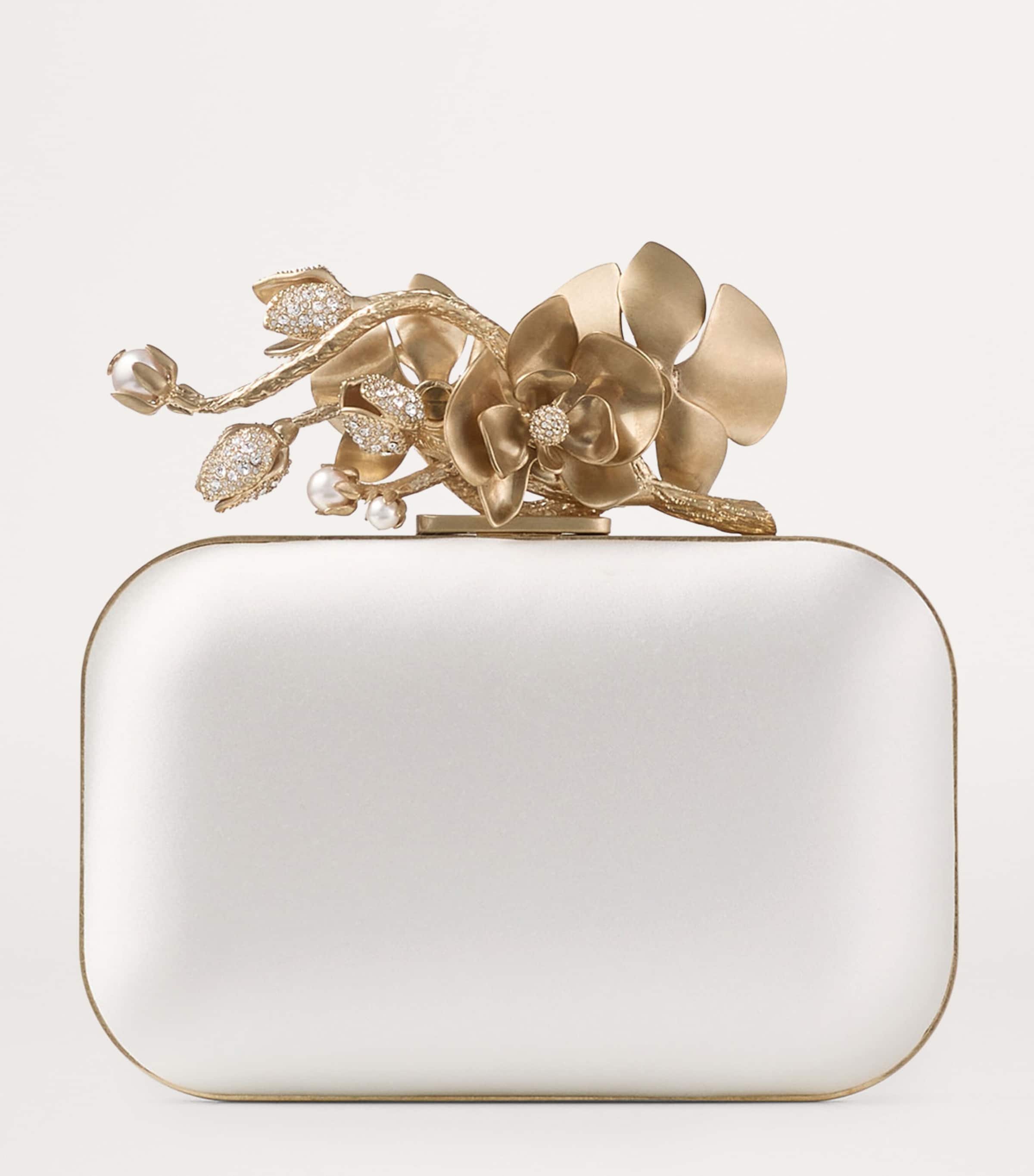 Jimmy Choo Cloud satin clutch bag, imported from the UK