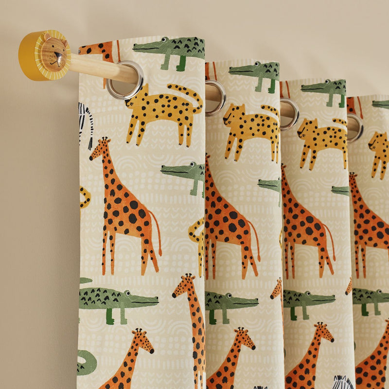 Habitat Kids Safari Print Blackout Eyelet Curtains - Cream - 168x183cm