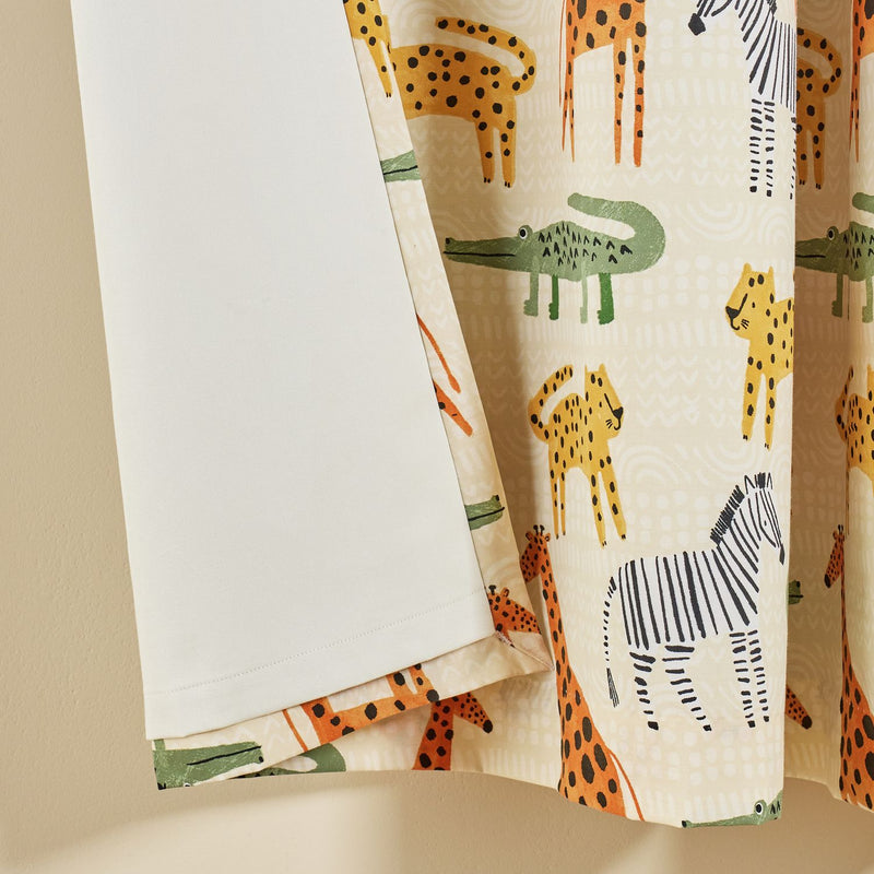 Habitat Kids Safari Print Blackout Eyelet Curtains - Cream - 168x183cm