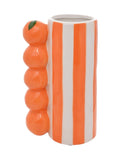 Widdop orange striped vase with sculpted fruit 21cm - British product
