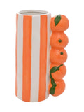 Widdop orange striped vase with sculpted fruit 21cm - British product