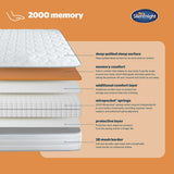 Silentnight Knightly 2000 Pkt Superking Memory Divan Bed - Light Grey
